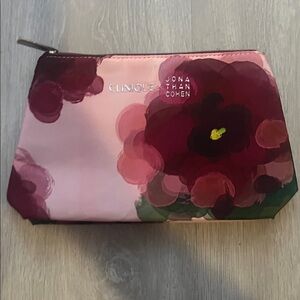 Clinique x Jonathan Cohen Burgundy and Pink Cosmetic Bag